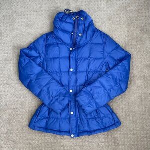 Ralph Lauren Down Puffer Jacket Women Small Royal Blue Full Zip Mock Neck Snow
